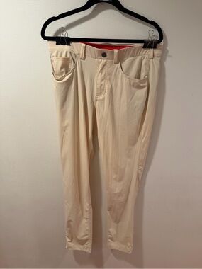 Redvanly Men's Cream Casual Stretch Pants